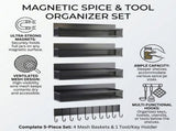 CARLA HOME 5 Pack Magnetic Spice Rack for Fridge Kitchen with Hook Bar LSB-36504