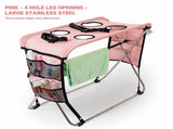 Foldable Pet Grooming Table with Stainless Steel Frame and Breathable Mesh Surface for Bathing Nail V1341-ZY-C8G8YZX4-4HOLEPINKLARGE