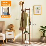 Bamboo Clothes Coat Rack Garment Stand Shelf Tree Hanger Bag Hat Hook Holder Dark Brown V255-4MLS-DB