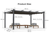 2.7 x 4 M Grey Outdoor Retractable Pergola for Patio LSB-59343