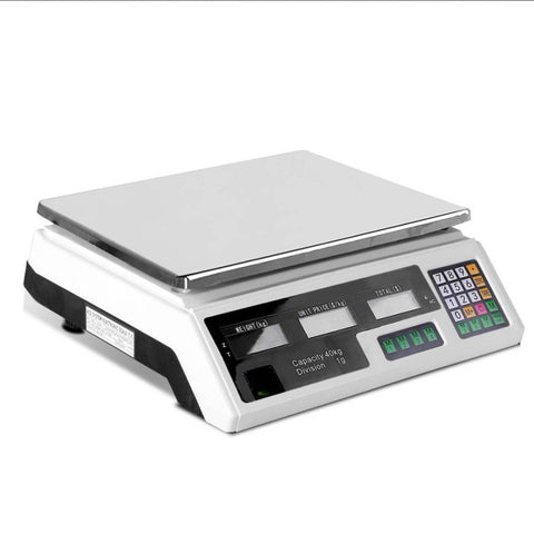 Emajin Scales Digital Kitchen 40KG Weighing Scales Platform Scales White LCD SCALE-SHOP-B-40KG-WH