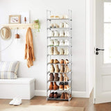 SONGMICS 10-Tier Metal Shoe Rack Customizable Design Grey V227-8498402110160