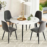 1 Artiss Dining Table and 4 Chairs Set Marble Grey DSET-MAR75-VEL01-GYX4