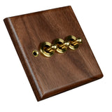 Toggle Light Rocker Switch 1/2 Way Retro Walnut Wood Plate Brass Lever 1 Gang Smile Home 3 Gang V1189-LWWAL-20260327-04414