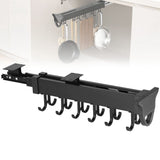 Pull Out Hanging Pot Rack, 12-Hook Extendable Sliding Rail Organizer, Metal Pull Out Pan Rack for V1369-AZ3-W-08758