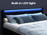 Artiss Bed Frame Queen Size LED with 4 Drawers Black DUNN BFRAME-H-DUNN-Q-BK-ABC