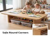 Artiss Coffee Table 110cm Center Table with 2-Tier Open Storage Shelf Wood FUR-S-COF13-WD