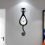 Black Cat-Shaped Clock Home Decor Clock Unique Wall Clock High-Quality Clock Cat V1347-115-BLA-23670