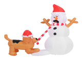 3.6ft Inflatable Snowman with Bite Dog White LED Lights Garden Yard Decorations IP44 Water Resistant V1294-YM0901-3115240075412