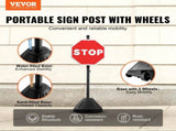 Portable Post, 5 ft Cast Iron Post Holder with Hard Plastic Base & Wheels, Movable Parking V952-LBGBXSBZGZTYS7TE8V0