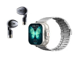 Silver Steel 2-in-1 Bluetooth Smartwatch with Integrated Earbuds for Sports V888-ELOSUNG28583