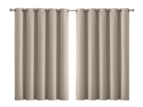2x Blockout Curtains Panels 3 Layers Beige CD1003-180X230-BE_NZ