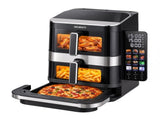 Devanti 12L Air Fryer Dual Basket Stacked 10 Inch Pizza Maker 2800W Touch Black AF-K-H-22L-BK