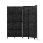 Artiss 4 Panel Room Divider Screen 163x170cm Woven Black RD-C-8001-4P-BK