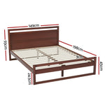 Artiss Bed Frame Double Size Wooden Walnut WITTON WBED-WITTON-D-WAL-AB