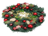 Artificial Christmas Wreath for Front Door Pine Needle Red Candy Christmas Garland Decorations for V1294-YM0512-3115220134411