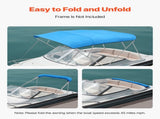 4 Bow Boat Bimini Tops, 600D Polyester Canopy, Waterproof & Sun Protection Boat Awning Canopy with V952-4GCYZYP96919JYJ53V0