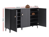 Artiss Shoe Cabinet Fluted Style 25 Pairs Shoe Storage Cupboard Black FUR-AF-SHOE-3D-BK-AB