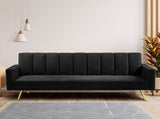 Levede Sofa Bed Convertible Velvet Lounge Recliner Couch Sleeper 3 Seater Black SOFABED1005-BK