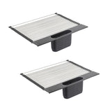 2 Pack Large Stainless Steel Roll Up Dish Drying Rack with Utensil Holder for Home Kitchen LSB-36044