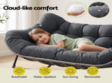 Gardeon Outdoor Rocking Chair Loveseat Wicker 2 Seater Cushion Patio Furniture Grey ODF-ROCK-ST-2S-GE-AB