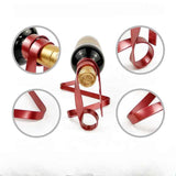 Black Modern Ribbon Wine Bottle Holder - Creative Floating Wine Rack for Home and Bar Dcor V888-ELOSUNG13545