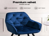 Artiss Dining Chairs Set of 4 Velvet Diamond Tufted Armchair Blue MO-DIN-GRS058-VEL-NAX4