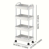 Four-Tier Rolling Cosmetics Storage Rack - Made of durable plastic, equipped with 360-degree swivel V1106-DCSNJ006