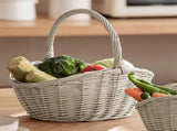Natural Wicker Basket with Handle, Portable Rattan Storage Basket for Picnic, Fruit & Vegetable V1366-AZ2-W-16767