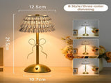 Creative Rechargeable Bow Table Lamp with Pleated Fabric Lampshade - Three Colour Soft Light, Touch V888-ELOSUNG52995