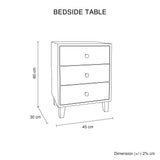 Bedside Table MDF 3 Drawers Side Table Night Stand Storage in Brown Colour V43-BST-APX