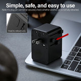 100W Universal Travel Adapter, GaN International Power Adapter with Retractable USB-C Cable, 3 USB-C V1274-100WGAN
