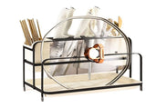 Chopsticks Draining Rack Multifunctional Carbon Steel and PP Kitchen Counter Utensil Holder Black V1294-YM0901-3118240168612