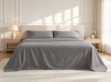 Microfiber Sheet Set 4 Piece Queen Light Grey Deep Pocket Bed Sheets Soft Breathable Easy Care V63-957861