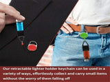 24Pcs 6 Colors Plastic Retractable Keychain Easy Release Buckle Lighter Holder Stretchable Lighter V1369-AZ3-W-11817