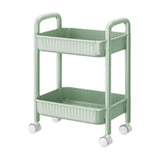 2 Tier Rolling Cart, Rolling Storage Cart With Handle And Locking Wheels, Kitchen Cart Laundry V1369-AZ3-W-09509
