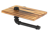 lIron Pipe Wall Mount Paper Holder Rack Wood Shelf Bathroom Toilet V1294-YM0722-JY01086