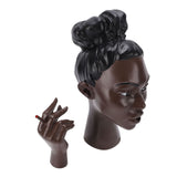 Head Scents Holder Funny Elegant Black Women Head Shaped Resin Home Office Desk Decor for Incense V1294-YM0901-3115260006812