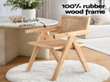 Artiss 4x Dining Chairs Wooden Rattan Seat Rubber Wood Frame DINC-L-RAT-WDX4