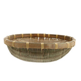 1Pc Bamboo Storage Tray in Khaki with Round Dustpan Design for Practical Home Use V1192-AZ-W-26788