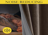 Coffee Vintage Linen 100% Blackout Curtains for Living Room, Thermal Insulated Curtains 95 Long, V1258-DP02-C-1291