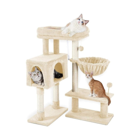 Floofi 97cm Adjustable Base Plush Cat Tree Beige V227-3331641029060