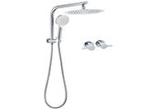 WELS Chrome Round 10" Rain Shower Head Handheld Sliding Rail DIY 2in1 Twin Taps Set V1233-A703ROHR002M4CKSR110CPF0282A