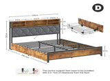 Double Bed Frame with 4 Storage Drawers, Charging Station, USB Ports, Black V178-59296
