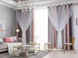 Star Curtains Stars Blackout Curtains for Kids Girls Bedroom Living Room Colorful Double Layer Star V1294-YM0901-H35316GY-1