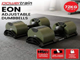 Powertrain Eon Dial Up 72KG Adjustable Dumbbells Pair - Green DMB-B10-036-GN-2