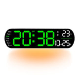 13.7" Large LED Digital Wall Clock - Auto Dimming, Temperature Display, Ideal for Bedroom & V1232-SXJSJ003