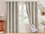 2 Pack Beige 100% Blackout Linen Curtains, Thermal Insulated Grommet Drapes for Bedroom and Living V1189-LC-AMZ-00231