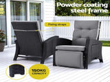Gardeon Outdoor Recliner Chairs Sun lounge Wicker Lounger Patio Furniture Adjustable Black ODF-RCL-DT-BK