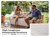 Artiss Folding Kraft Paper Sofa 3 Seater Accordion Bench with PU Leather Cushion Collapsible Couch PAPER-SOFA-3S-WHWD